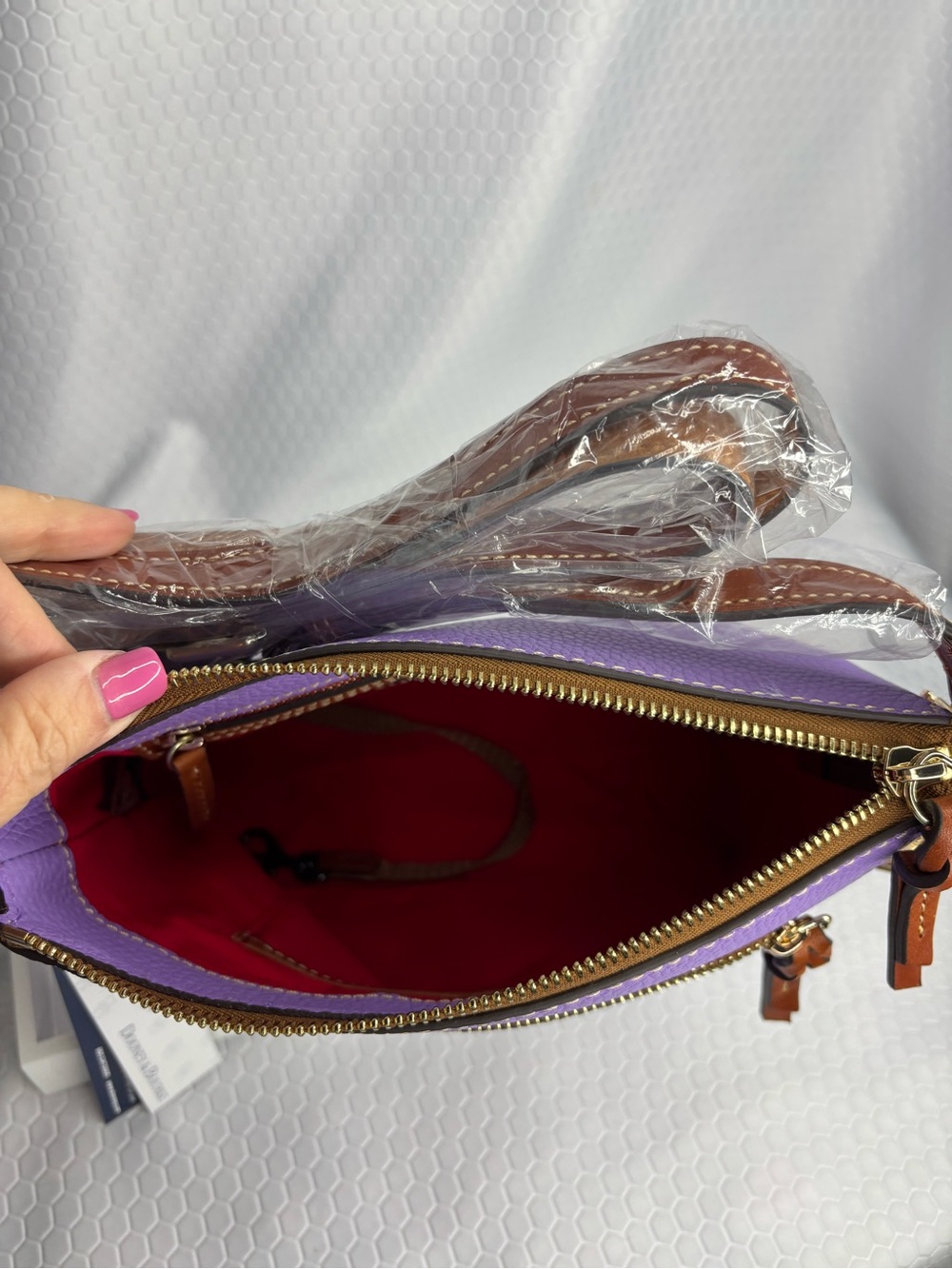 Dooney & Bourke Purple Pebble Leather Crossbody Bag NWT W Free Bag Charm - Picture 7 of 12